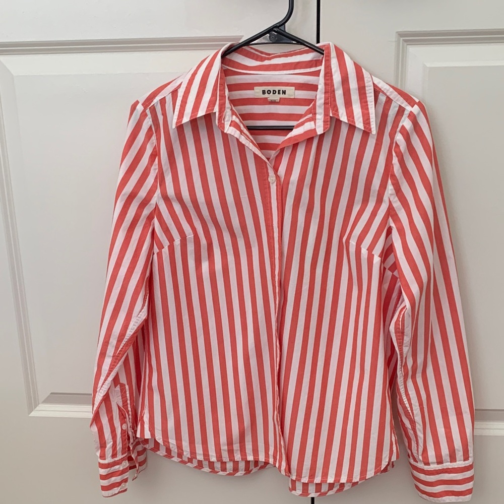 Boden Red and Whit striped shirt